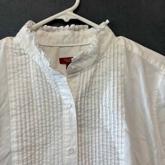 Talbots Haberdashery Blouse Ruffleneck Time Period Button Down Pleated Mockneck - Picture 7 of 8